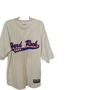 Hard Rock Cafe Washington DC Mens Shirt XL Short Sleeve Baseball Jersey White